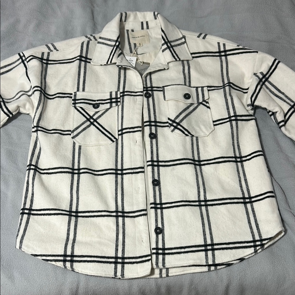 Thread & Supply White and Black Button Down light jacket